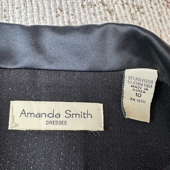 AMANDA SMITH Vintage Black Double Breasted Blazer NWT Satin & Metallic | Size 10 - Picture 9 of 13
